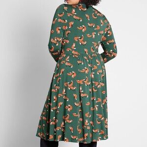 ModCloth Fox Print Green Dress